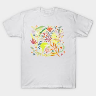 Tropical Leaves and Flowers Art T-Shirt